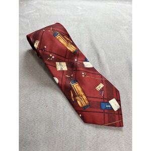 Vintage Lands End Silk Novelty Golf Neck Tie Plaid Teacher USA Coach Preppy Dad